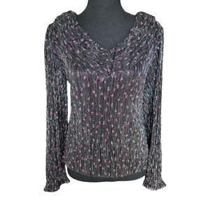 J. Crew | Shimmer V Neck Long Sleeve Top | blk/multi | | Size Small | NWT